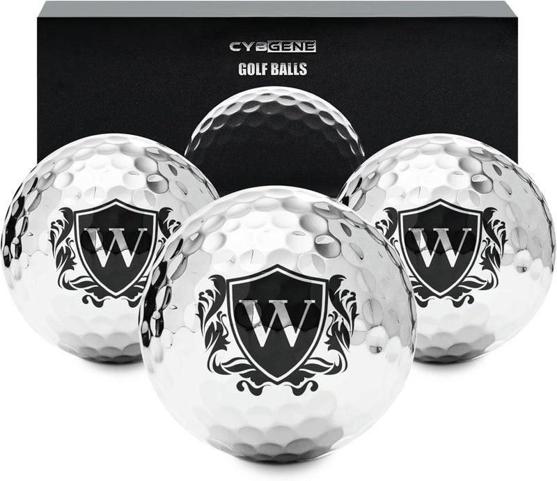 CybGene Personalized Golf Balls for Men, Unique Golf Gifts, Cool Accessories for Golfers, Golf Lovers, for Birthday and Christmas, Silver - Image 1